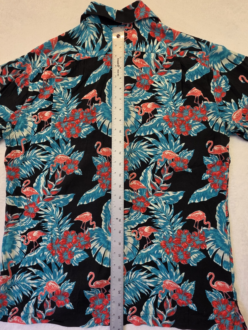 Cubavera Flamingo Hawaiian Shirt Mens Medium Tropical Rayon Button Up Camp Shirt - Picture 4 of 5